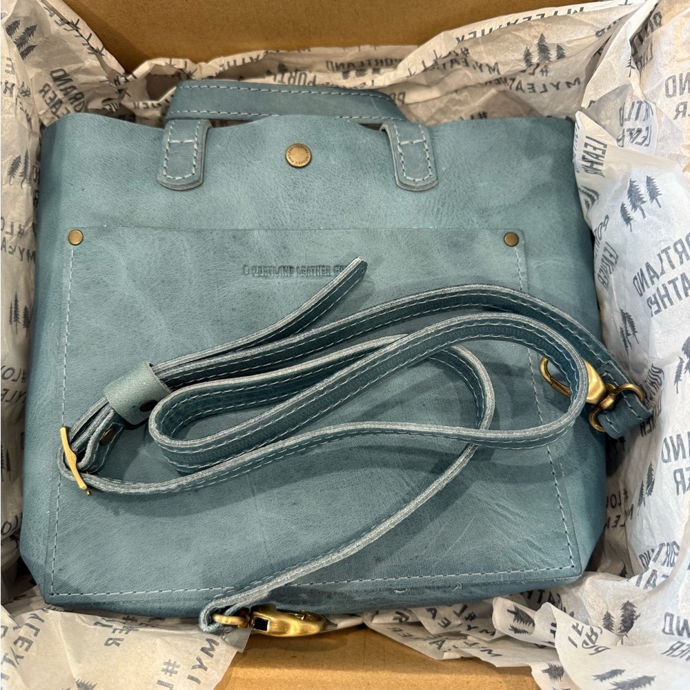 Portland Leather Mini Crossbody Bag “Aqua” NEW